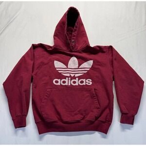Adidas Originals Trefoil Hoodie Youth Medium Maroon Cotton Graphic Logo